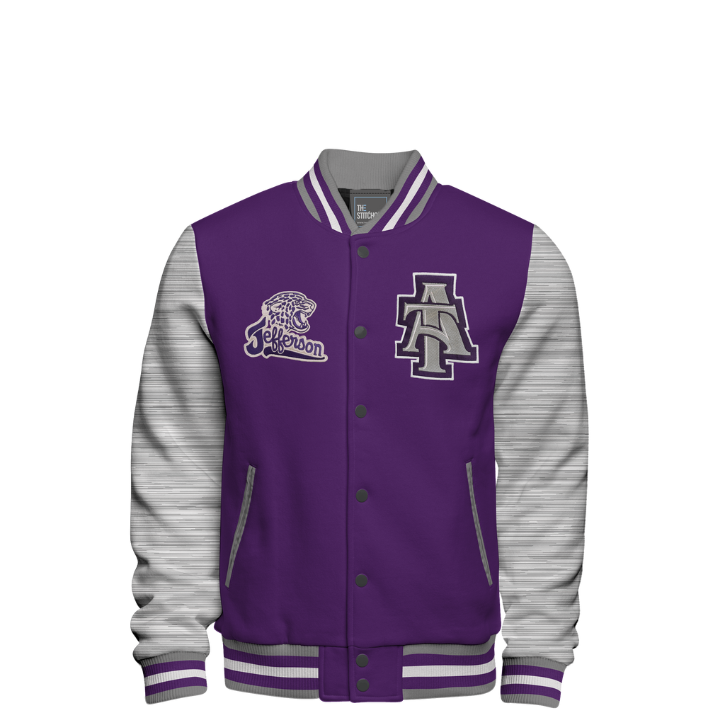 Cotton Fleece Purple Varsity Jacket